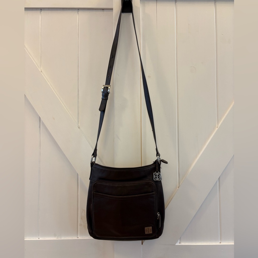 Giani Bernini Genuine Leather Dark Brown Front Pocket Crossbody Purse